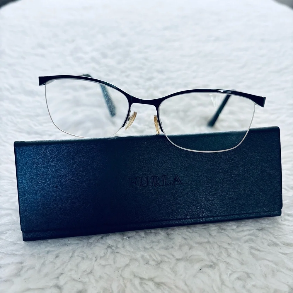Furla Women's Black Half-Rim col.0583 Glasses Frame Only w/ case